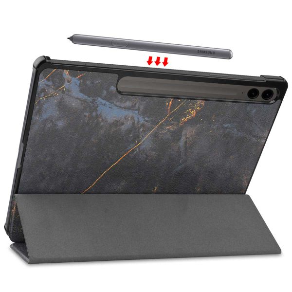 imoshion Trifold Design Bookcase Samsung Tab S10 Plus / Tab S9 Plus / Tab S9 FE Plus - Black Marble