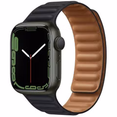 Apple Leather Link Apple Watch Series 1 t/m 9 / SE (38/40/41 mm) | Series 10 (42 mm) - Maat S/M - Midnight