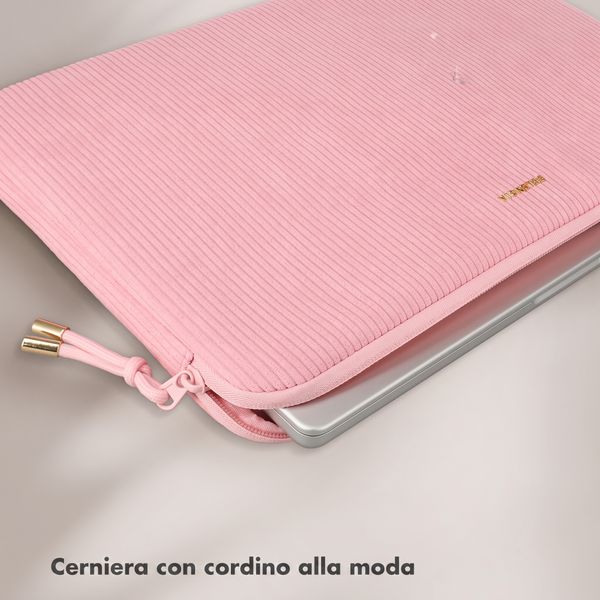 Selencia Corduroy Laptop hoes 15-16 inch - Laptopsleeve - Soft Blush