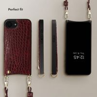 Selencia Nova Croco Phone Case with Cord and Card Holder Apple iPhone 17e / 16e - Choco Brown