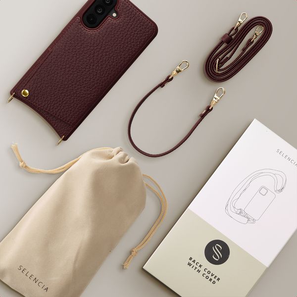 Selencia Nova Telefoonhoes met Koord en Pashouder Samsung Galaxy A36 / A56 - Bold Burgundy