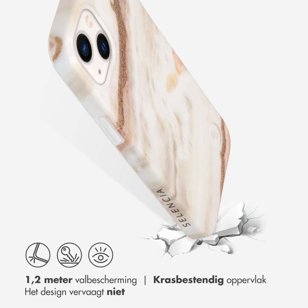 Selencia Aurora Fashion Backcover iPhone 13 - Duurzaam hoesje - 100% gerecycled - Wit Marmer