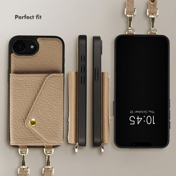 Selencia Sera Phone Case with Cord and Envelope Card Holder Apple iPhone 17e / 16e - Taupe