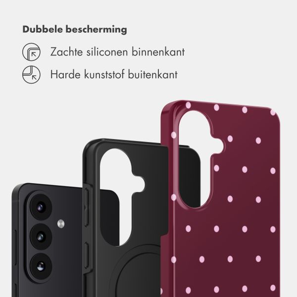 Selencia Vivid Backcover met MagSafe Samsung Galaxy S26 FE - Happy Dots Burgundy