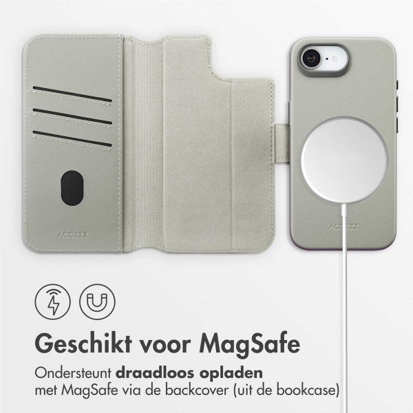 Accezz Leather Bookcase 2-in-1 met MagSafe Apple iPhone 16e - Light Grey