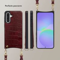 Selencia Nova Croco Telefoonhoes met Koord en Pashouder Samsung Galaxy A36 - Burgundy