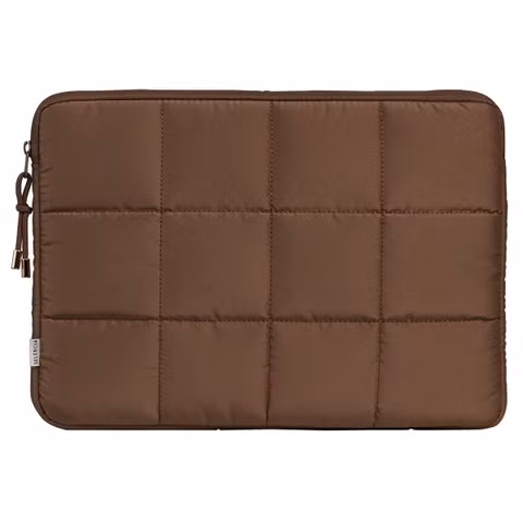 Selencia Puffy Laptop hoes 15-16 inch - Laptopsleeve - Mocha Brown