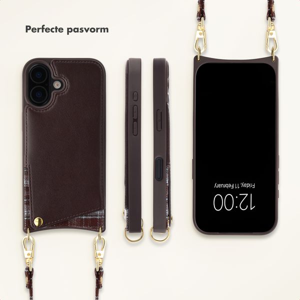 Selencia Nova Telefoonhoes met Koord en Pashouder Apple iPhone 17 - Checks