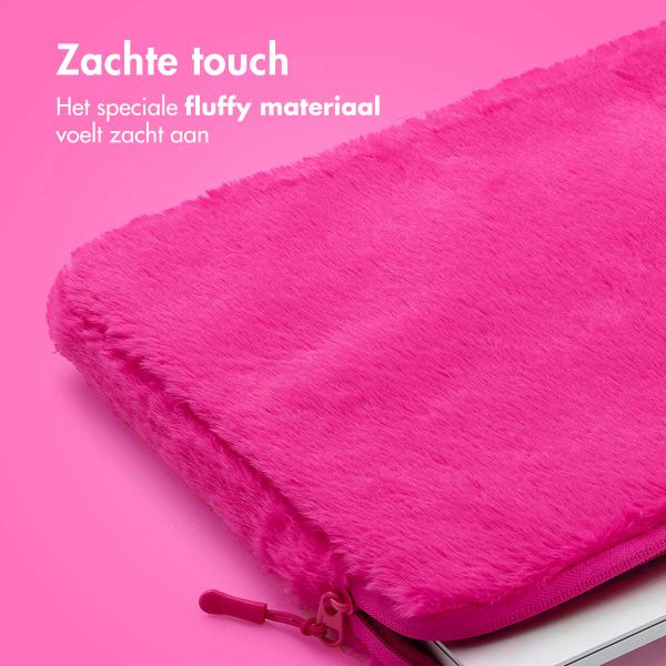 imoshion Fluffy Laptop hoes 13-14 inch - Laptopsleeve - Hot Pink