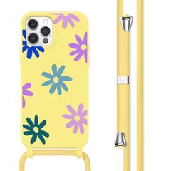 imoshion Siliconen design hoesje met koord Apple iPhone 12 (Pro) - Yellow Flower Distance