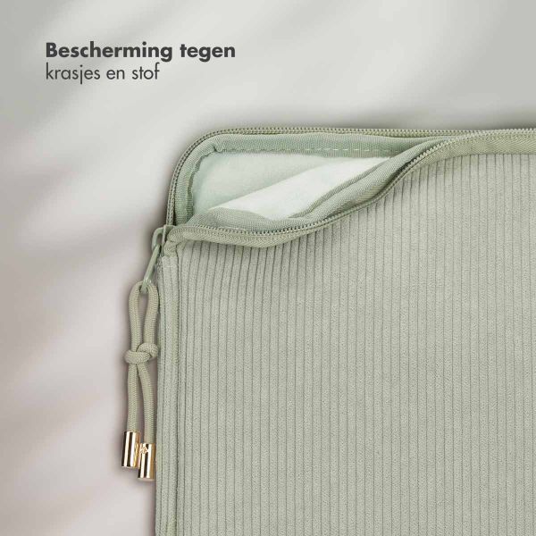 Selencia Corduroy Laptop hoes 13-14 inch - Laptopsleeve -Pistache Cream