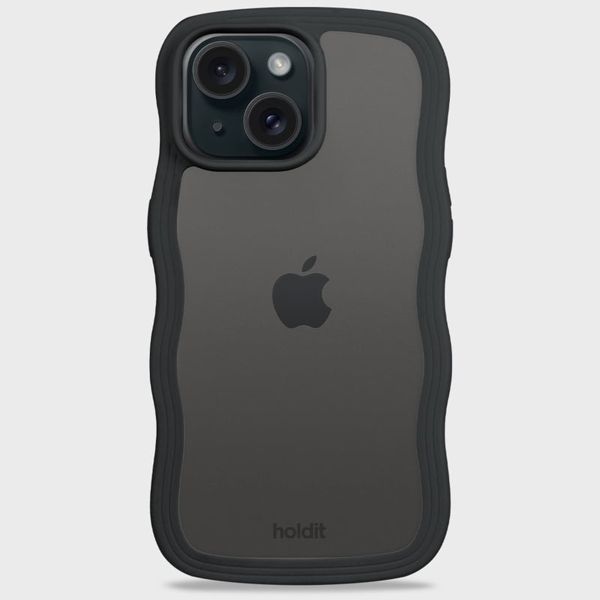 Holdit Wavy Case iPhone 15/14/13 - Black / Transparant