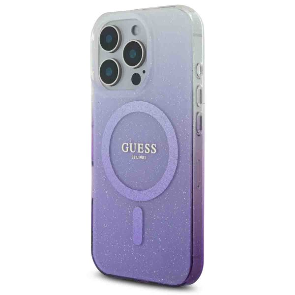 Guess MagSafe IML Glitter Gradient Case iPhone 16 Pro - Purple