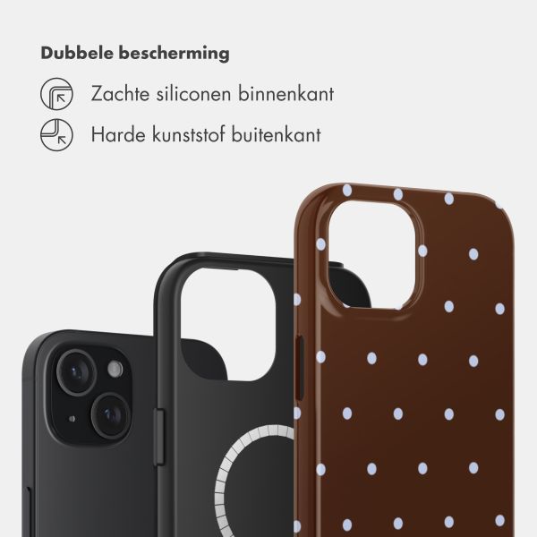 Selencia Vivid Backcover met MagSafe Apple iPhone 15 - Happy Dots Chocolate