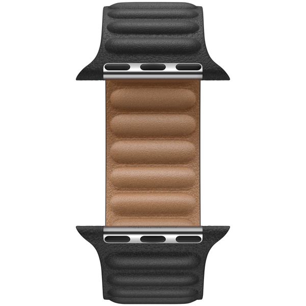 Apple Leather Link Apple Watch Series 1 t/m 9 / SE (38/40/41 mm) | Series 10 / 11 (42 mm) - Maat S/M - Zwart