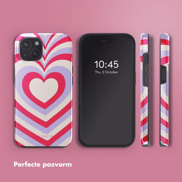 Selencia Vivid Backcover met MagSafe Apple iPhone 15 - Double Hearts Rubine Red Lilac