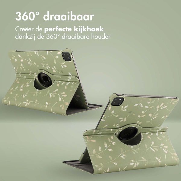 imoshion 360° Draaibare Design Bookcase Apple iPad Air 13 inch (2025) M3 / (2024) M2 - Green Flowers