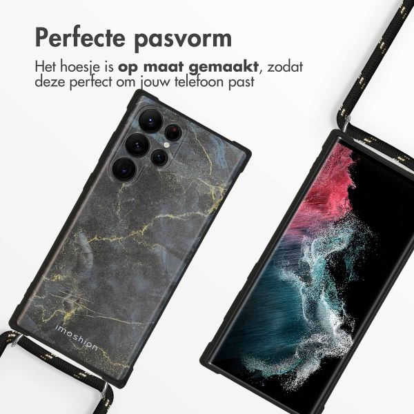 imoshion Design hoesje met koord Samsung Galaxy S22 Ultra - Black Marble