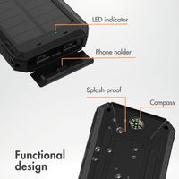 imoshion Solar Powerbank 10,000 mAh - Solar-Powered Wireless Powerbank - Quick Charge and Power Delivery - Black