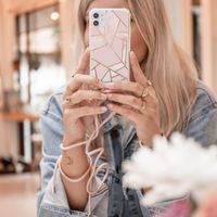 imoshion Design hoesje met koord voor Samsung Galaxy S21 Plus - Grafisch Koper - Roze / Goud