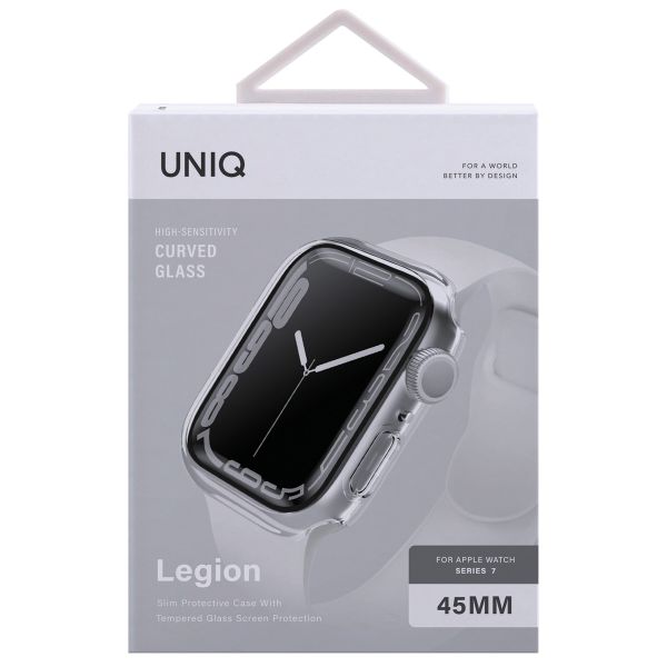 Uniq Legion Apple Watch Case met Gehard glazen screenprotector Apple Watch 7-9 - 45 mm - Dove (Clear)