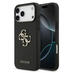 Guess Big 4G Logo Backcover Grained Apple iPhone 17 Pro - Zwart
