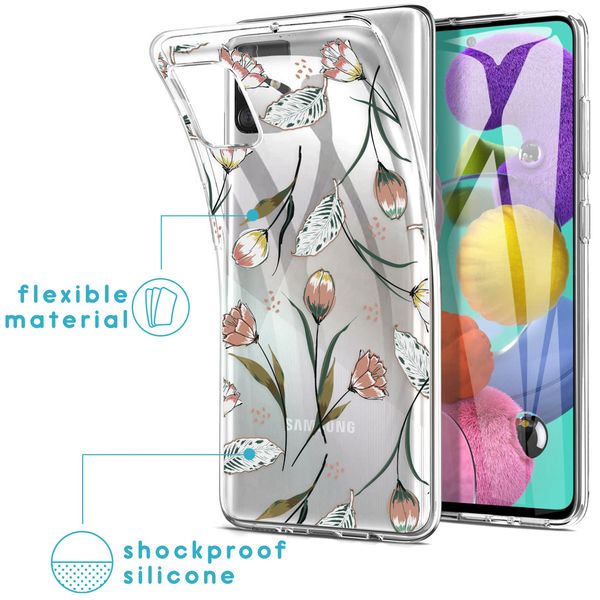 imoshion Design hoesje Samsung Galaxy A51 - Bloem - Roze / Groen