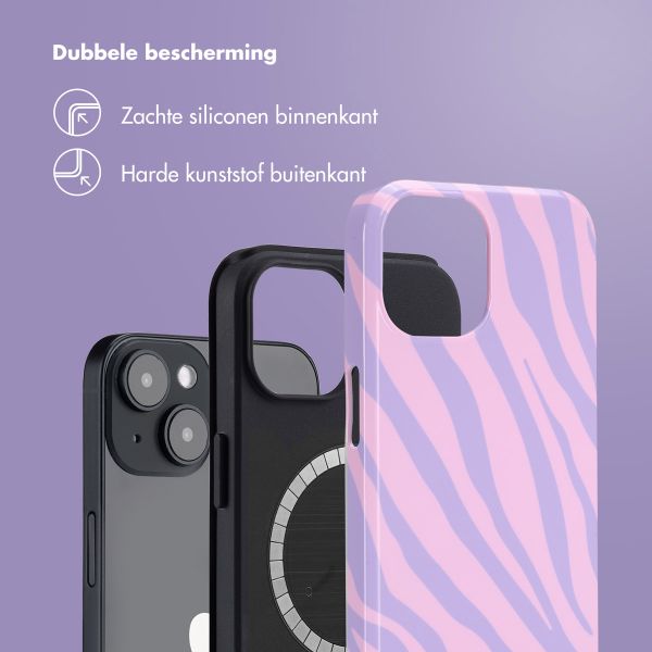 Selencia Vivid Tough Backcover met MagSafe iPhone 14 - Zebra Light Pink Lilac