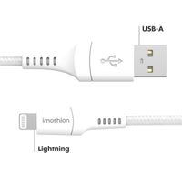 imoshion Lightning naar USB kabel - Non-MFi - Gevlochten textiel - 0,25 meter - Wit