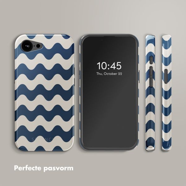 Selencia Vivid Backcover met MagSafe Apple iPhone 16e - Wave Vibes Classic Blue