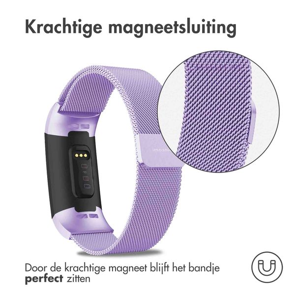 imoshion Milanees magnetisch bandje Fitbit Charge 3 / 4 - Maat S - Paars