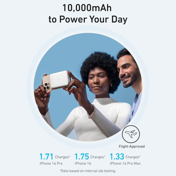 Anker MagGo Slim Powerbank 10.000 mAh - Geschikt voor MagSafe en Qi2 - Wit