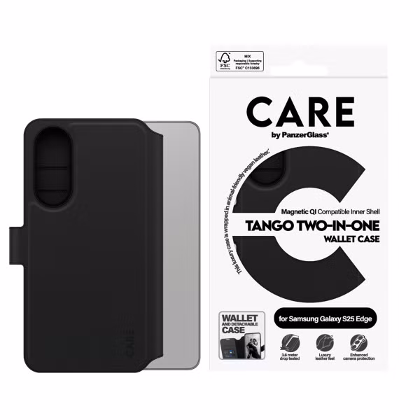 CARE by PanzerGlass Tango 2 in 1 Wallet Case MagSafe Samsung Galaxy S25 Edge - Transparant