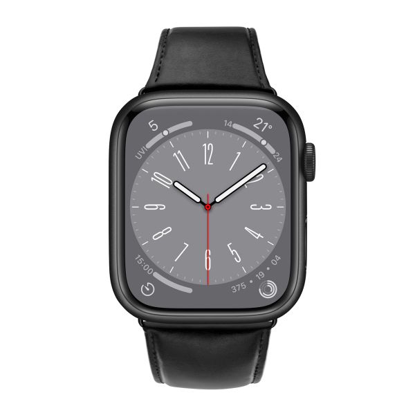WiWu Vintage lederen band Apple Watch Series 1 t/m 9 / SE (38/40/41 mm) | Series 10 / 11 (42 mm) - Zwart