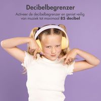 imoshion Kids LED Light Bluetooth Headphones - Kinder koptelefoon met decibelbegrenzer - Draadloze koptelefoon + AUX kabel - Lavender Lilac / Yellow