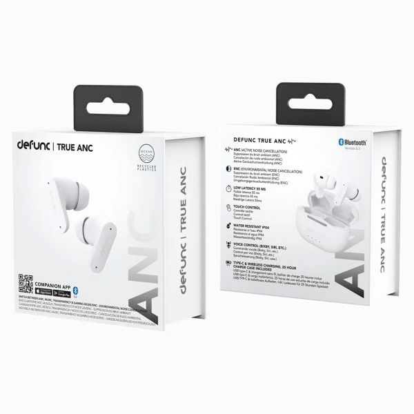 Defunc True ANC Earbuds - Draadloze oordopjes - Bluetooth draadloze oortjes - Met ANC noise cancelling functie - White