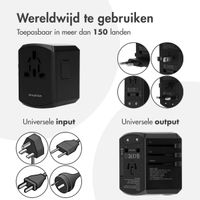 imoshion Universele wereldstekker - 3x USB-C & USB-A - Zwart