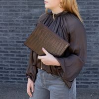 Selencia Croco Bookcase Apple iPad Air 11 inch (2026) M4 / (2025) M3 / (2024) M2 / Air 5 (2022) / Air 4 (2020) - Choco Brown
