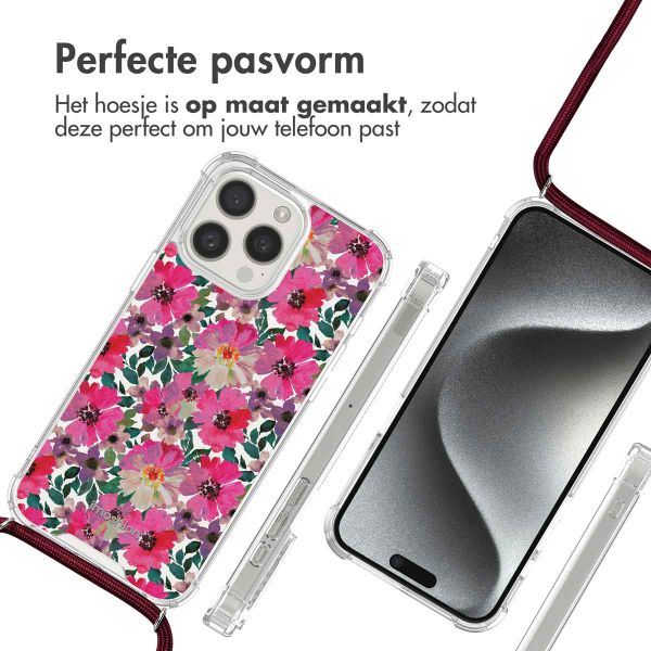 imoshion Design hoesje met koord iPhone 15 Pro - Flower Water