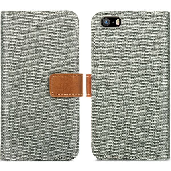 imoshion Luxe Canvas Bookcase Apple iPhone SE / 5 / 5s - Grijs