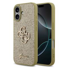 Guess 4G Metal Logo Glitter Backcover Apple iPhone 17 - Goud