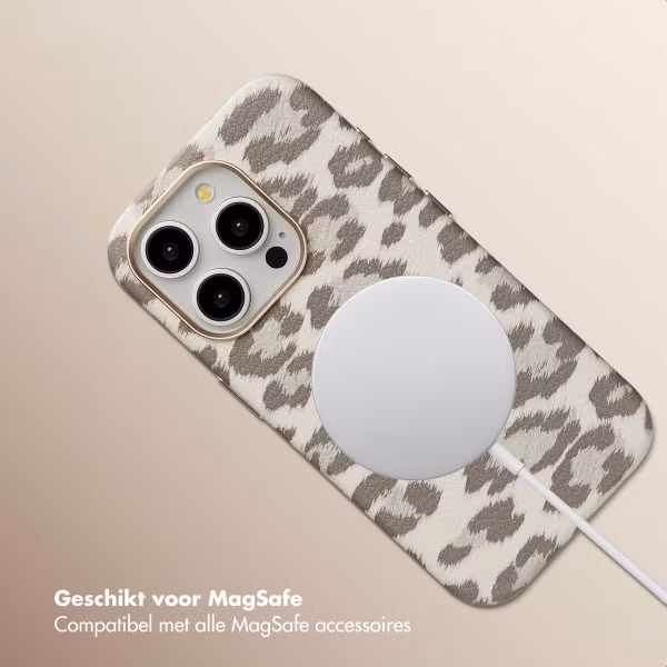 Selencia Sabi Backcover Panterprint met MagSafe Apple iPhone 15 Pro - Soft Ivory