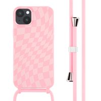 imoshion Siliconen design hoesje met koord iPhone 14 Plus - Retro Pink