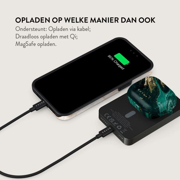 Burga Magnetic Powerbank 5.000 mAh - Geschikt voor MagSafe en Qi2 - Emerald Pool / Gunmetal