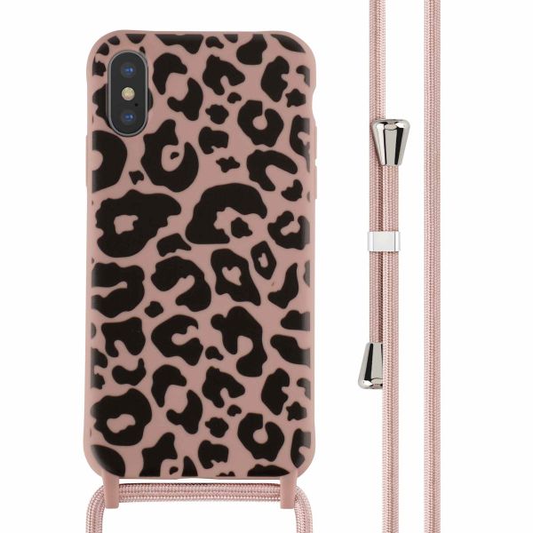 imoshion Siliconen design hoesje met koord iPhone X / Xs - Animal Pink