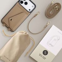 Selencia Sera Telefoonhoes met Koord en Envelop Pashouder Apple iPhone 18 Pro / 17 Pro - Taupe