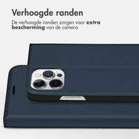 Accezz Premium Leather Slim Bookcase Apple iPhone 12 (Pro) - Donkerblauw