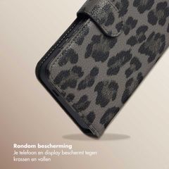 Selencia Sabi Bookcase met Panterprint Samsung Galaxy S25 / S24 - Midnight Black