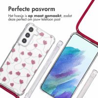 imoshion Design hoesje met koord Samsung Galaxy S21 FE - Dusty Rose Connected Hearts