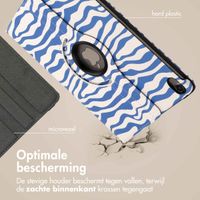 imoshion 360° Draaibare Design Bookcase Apple iPad Air 5 (2022) / Air 4 (2020) - White Blue Stripes